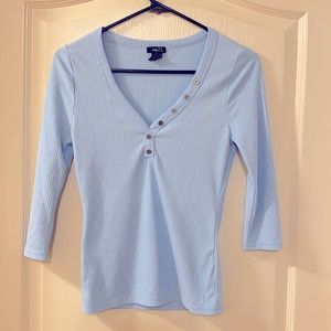 Rue 21 Light Blue V-Neck Shirt Small